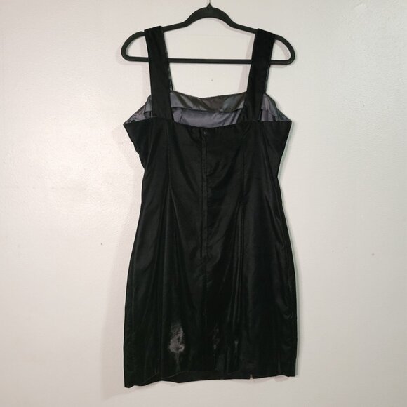 Vintage 90s Y2K sz 8 Square Neck Sleeveless Scott McClintock Black Velvet Dress - Picture 2 of 6
